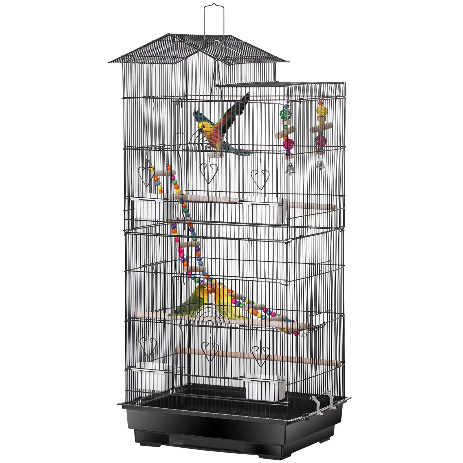39-inch Roof Top Large Flight Parrot Bird Cage w/Toys for Lovebird Pet Bird Cage