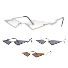 Funky Diamond Shape Rimless Crooked Bolt Arm Sunglasses