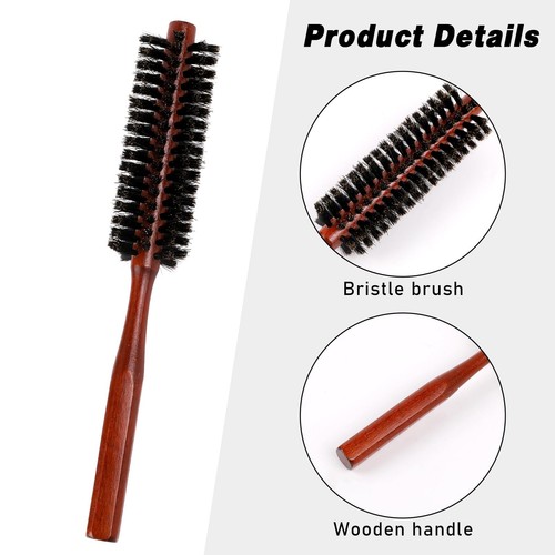 Small Round Hair Brush for Thin or Short Hair, Natural Boar Bristle Hair Brus... - Picture 3 of 7