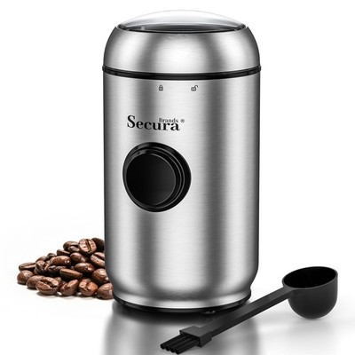 Secura Brands Electric Quiet Coffee Grinder, One-Touch Pulse Control Stainles...