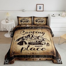 RV Queen Comforter Set for Camper Bedding Set,Happy Camping Comforter Set for...