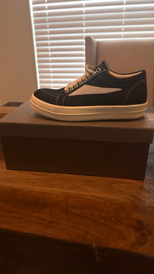 Rick Owens Men's Low Top Lace-Up Colorblock Cloth Sneakers US 8 New w/ Box