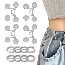 ROPAKED 6 Set Pant Waist Tightener Buttons Pins for Loose normal, SILVER