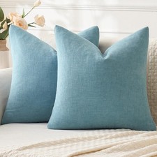 MIULEE Smoke Blue Couch Pillow Covers 22x22 Inch Set of 2 Soft Chenille Decorati