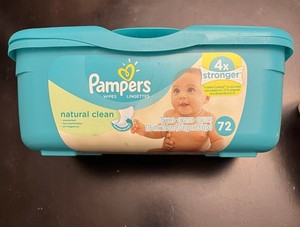 Vintage Pampers Natural Baby Diaper Wipes Refillable Plastic Container Only