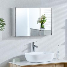 Tiano Triple Door Wall Cabinet Stainless Steel Mirrored Vanity Bathroom Cupboard