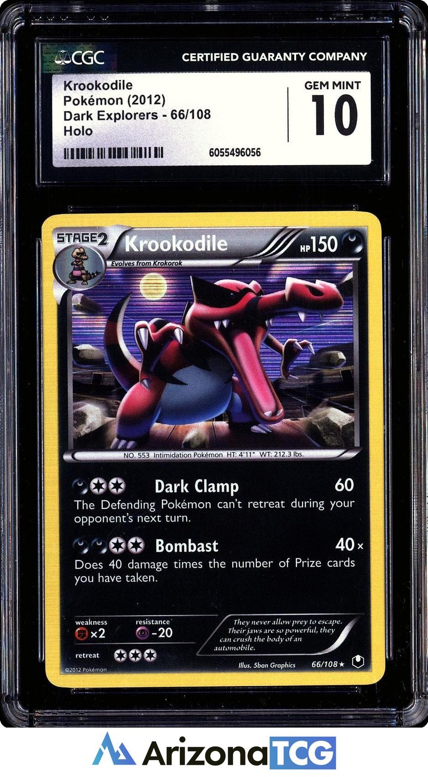 Pokemon 2012 Krookodile 66/108 Holo Dark Explorers GEM MINT CGC 10