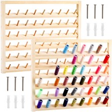 2 Pack 54 Spools Wooden Thread Holder, Large Racks, Wall Mount Storage Organi...