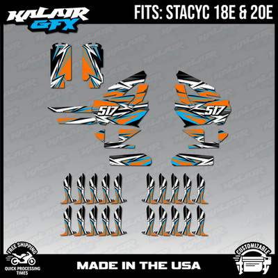 Graphics Kit for STACYC 18E 20E Electric Bike (All Years) Shred-orange