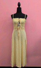 SHEIN PETITE Wide Shoulder Strap Holiday Long A Line Women's Dress M Yellow