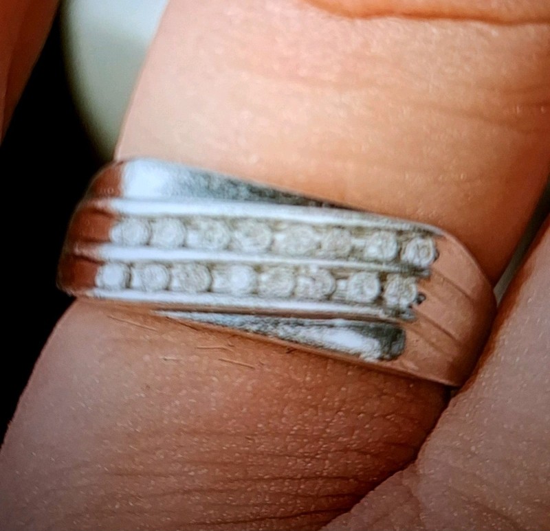 White Diamond Ring Sterling Silver Size 11, With 16 Channel Set Stones
