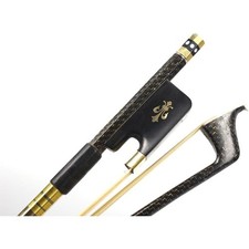 Cello Bow 4/4 Braided Carbon Fiber Ebony Frog Natural Horse Hair Nice Inlaid