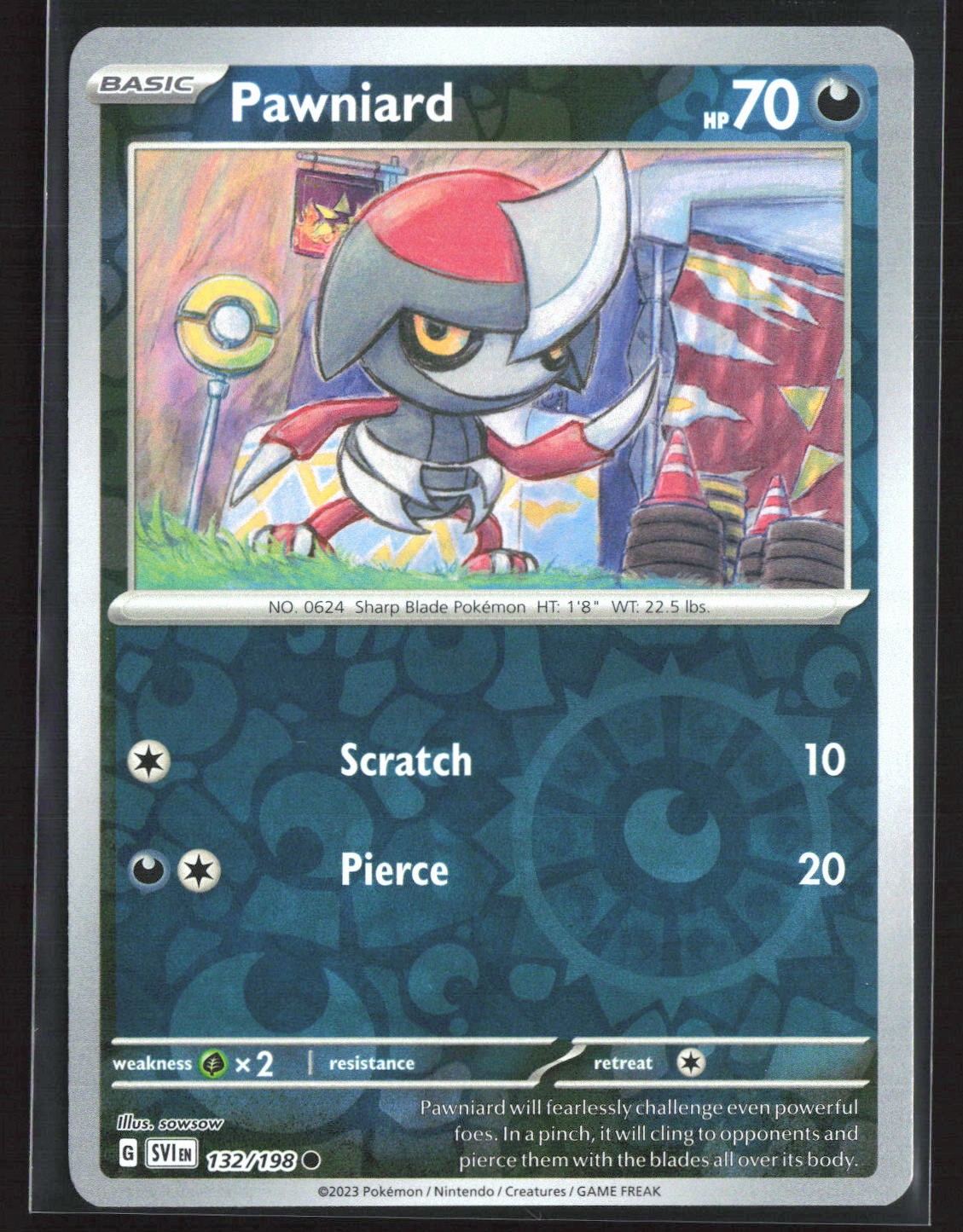 Pokemon TCG - Pawniard Reverse Holo Common SV01: Scarlet & Violet Base Set 132/1