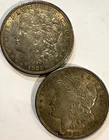 Lot of 2 Morgan Silver Dollars 1921 & 1921-S $1 90% Silver US Coins Nice Detail