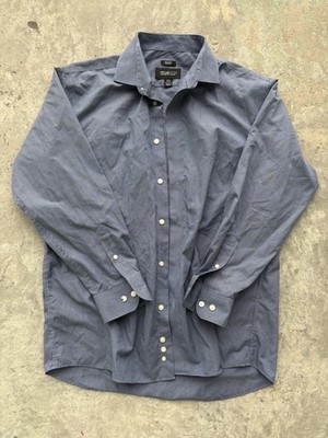 Kenneth Cole Vintage Non-Iron Oxford Shirt Blue Checkered Plaid Men s 16.5 32/33