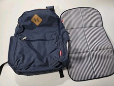 Fisher-Price Navy Twill Backpack Diaper Bag Baby Travel Tote Changing Station