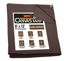 8' x 12' Dark Brown 12oz Canvas Tarp with Grommets Semi Trucks & Cargo