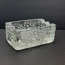 Vintage Clear Glass Ashtray Trinket Dish Vide Poche Retro Bubble Design Decor
