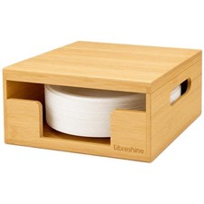 Bamboo Paper Plate Dispenser Fits 8.5-10 Inch Plates