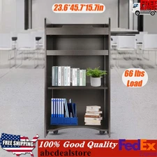 Mobile Floor Lectern With Side Shelf And Keyboard Tray Presentation Stand