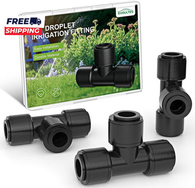 16 Pack 1/4'' Quick Connect Drip Irrigation Tee Fittings for 1/4 Inch Irrigation