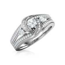 2Ct Simulated Diamond Art Deco Filigree Ring 14K White Gold Plated Engagement