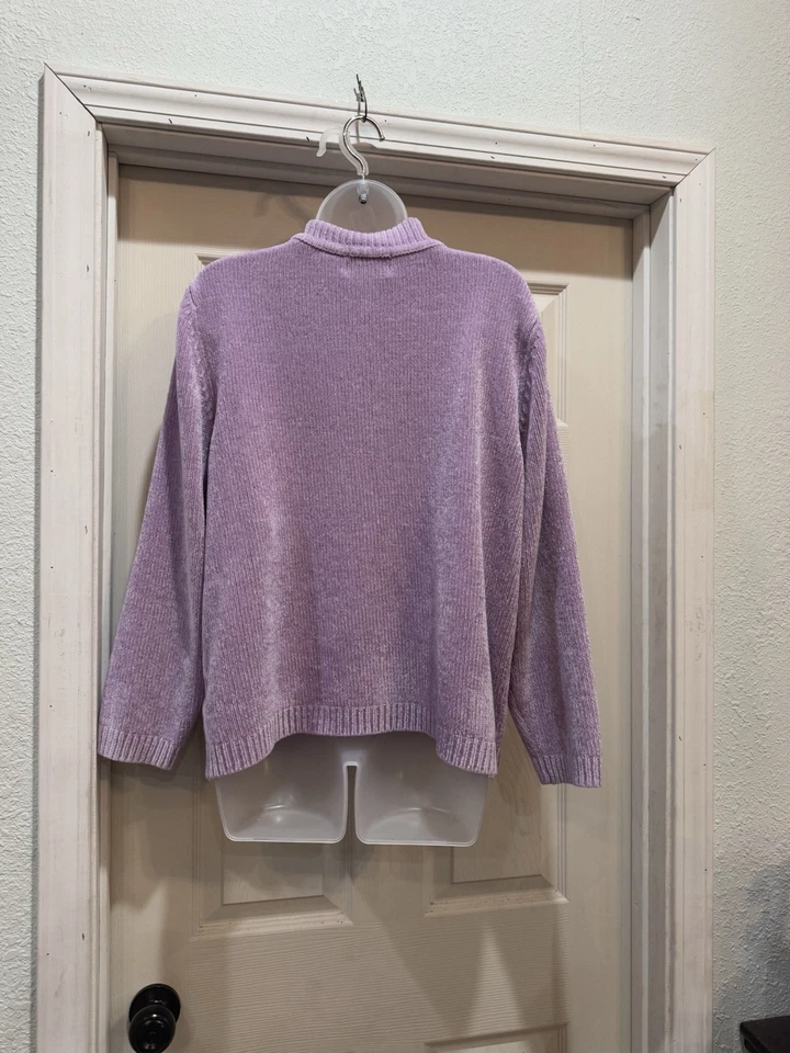 Moletom de malha Alfred Dunner M feminino violeta 1/4 manga longa roxo - Imagem 3 de 4