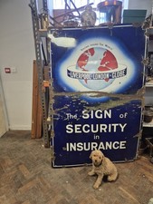 Huge 6ftx4ft Original  Liverpool London Globe Insurance Enamel Sign Can Deliver