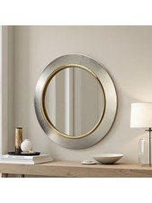 Yearn Ava Decorative Framed Round Wall Mirror - 91.5cm - Silver/Gold (Scratched)