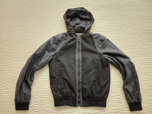 Brett Johnson BJC049 Hooded Nylon Bomber Jacket Zip Off Sleeve Vest Mens M Italy - product listing photo