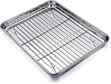 TeamFar Baking Tray and Rack Set, Stainless Steel 12.5 x 10 x 1inch, Silver 