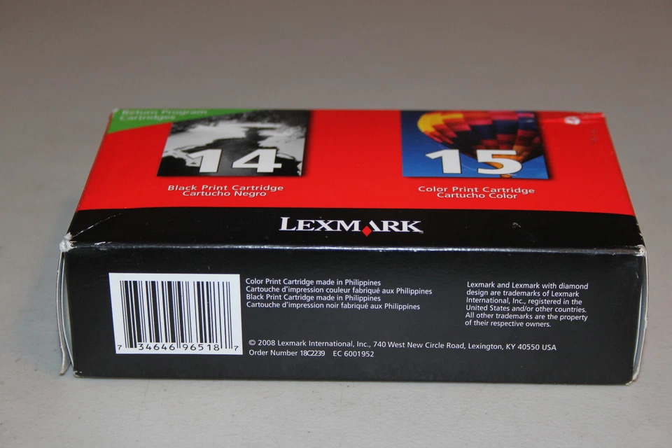 Lexmark Printer Cartridges Combo Pack of #14 Black and #15 Color,NEW in box - Image 3 of 4