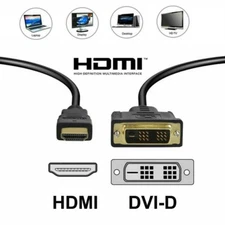 1x HDMI to DVI-D Monitor Display Adapter Cable HD HDTV 6FT