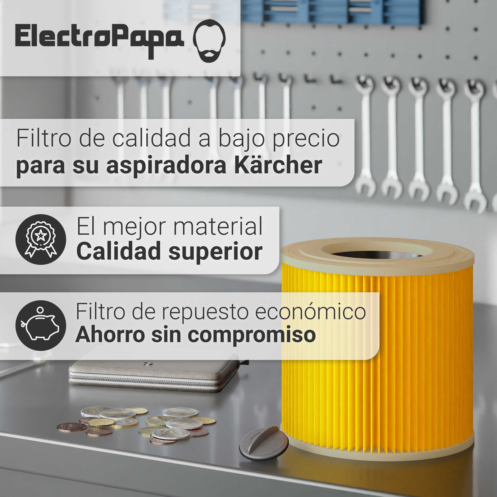 Vhbw Filtro Plisado Compatible Con Kärcher K 2001 (1.819-121.0), K 2201 (1.085-131.0 Aspiradora En Seco Y Húmedo - Filtro, Cartucho, Papel | Leroy Merlin - Foto 12