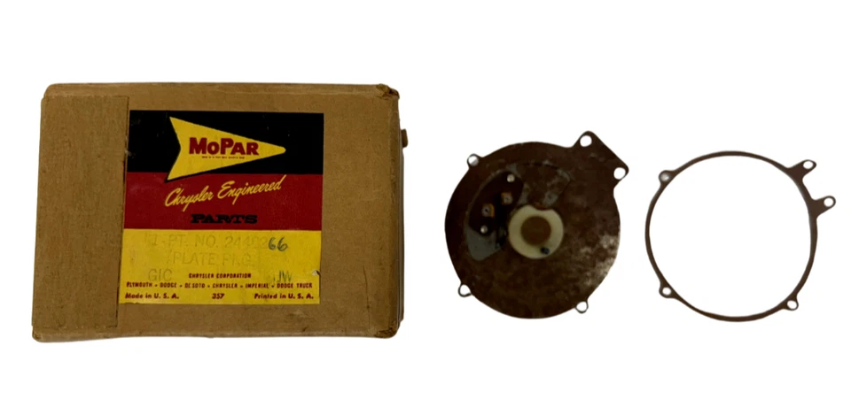 1963-64 Dodge Plym B-Body placa de motor limpador de velocidade variável e junta 2448266 NOS. - Imagem 2 de 4