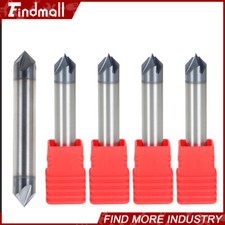 5Piece 3/8" 4 Flute 90 Degree Double End Carbide Chamfer Mill -TIALN COATED