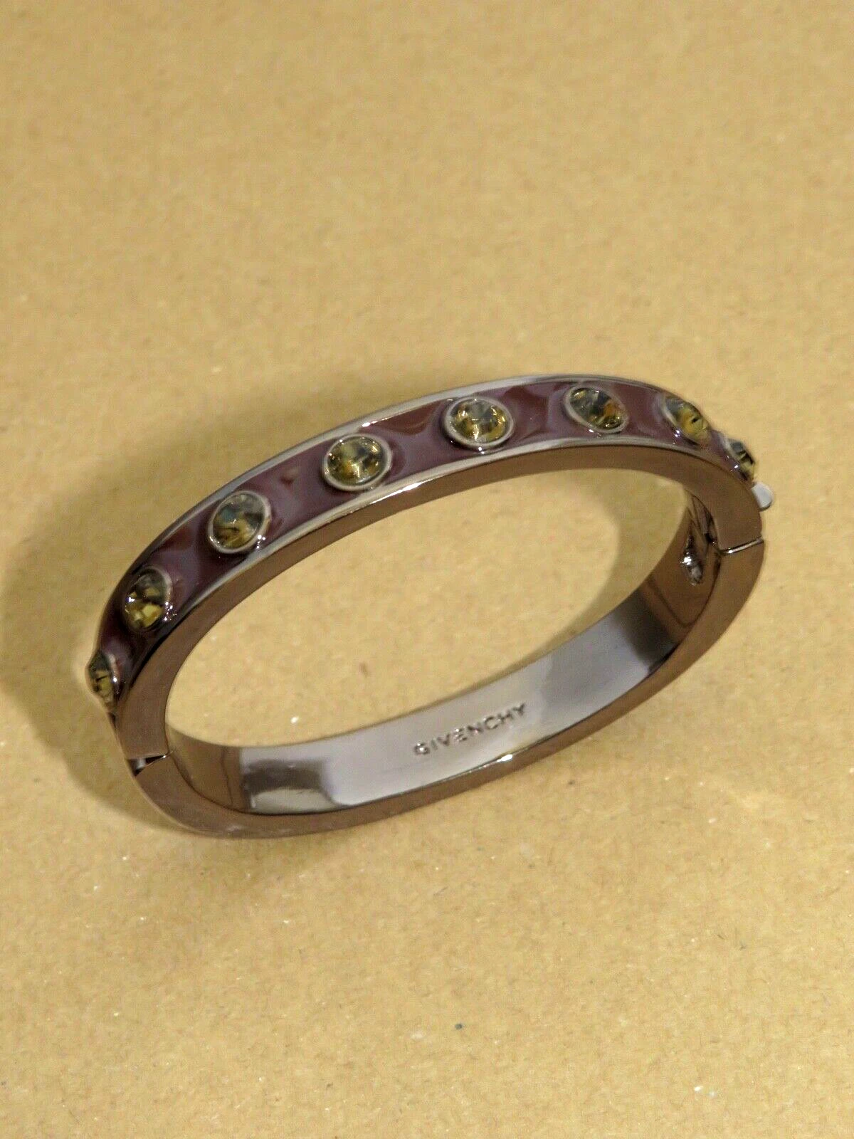 GIVENCHY Bracciale Cerniera Rame Chiaro Marrone Strass NUOVO
