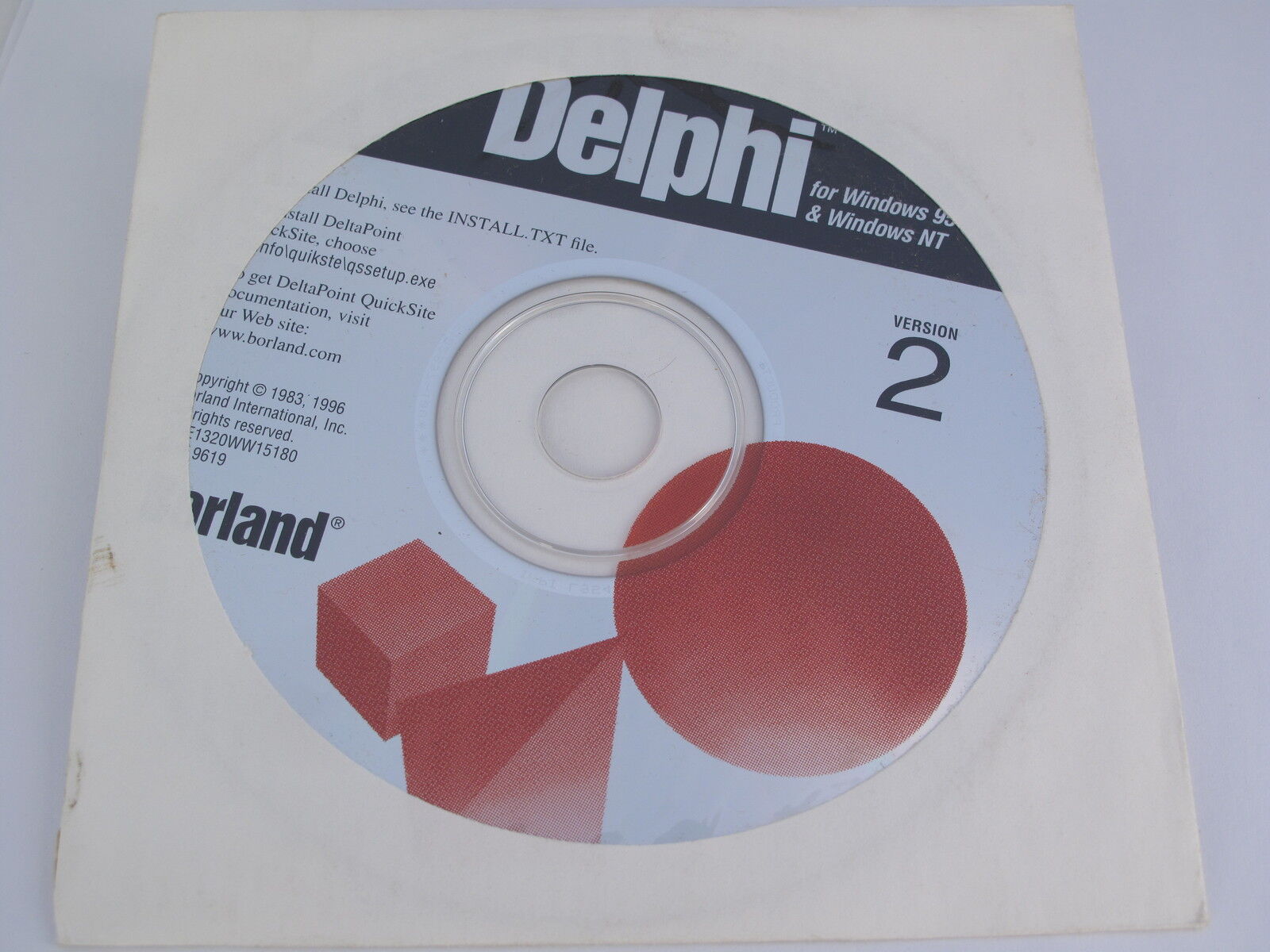 Borland Delphi 2 for Windows 95 / NT 32 Bit RAD BOR9619 NEW HDE1320WW10180