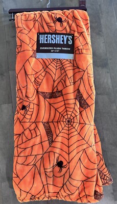 Halloween Hersheys Oversized Plush Throw Blanket Spiderwebs 60 x70 