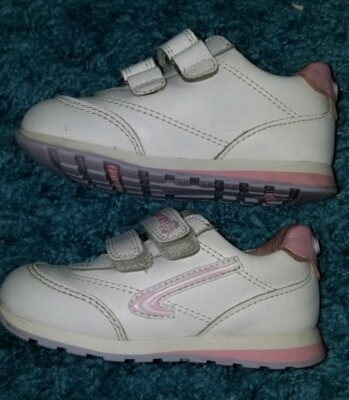 Pablosky Size 23 6.5 TD Girls Leather Low-Top White Torello Sneaker Pink/Purple