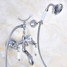 Chrome Brass Wall Mount Bathtub Filler Faucet Hand Shower Mixer Tap Set 2na756