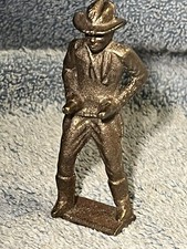 Vintage Grey Iron Lead Figure Hold Up Man Cowboy unpainted