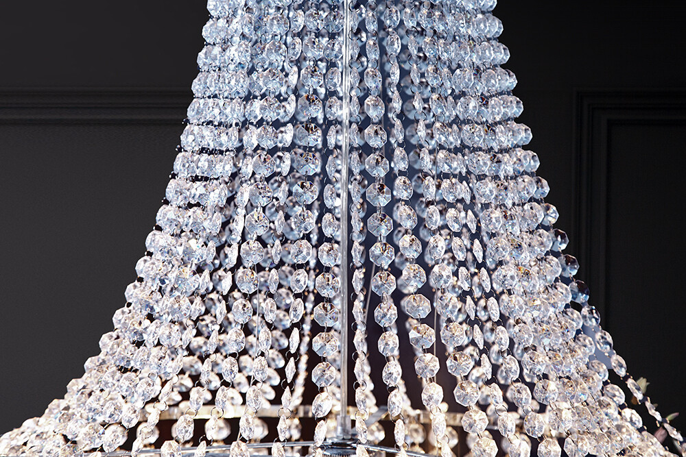Extravaganter Kronleuchter ROYAL XL 70cm Lüster Silber Hängeleuchte Barock Lampe