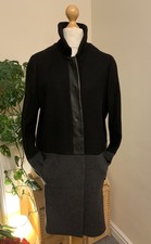 So Stylish Tweed Wool Blend Coat With Leather Detail By Gerard Darel 46 16 18 Uk