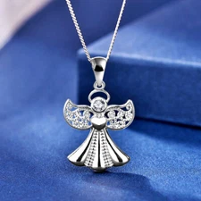 D Color VS1 Zircon 925 Sterling Silver Angel Wings Wings Pendant Without Chain