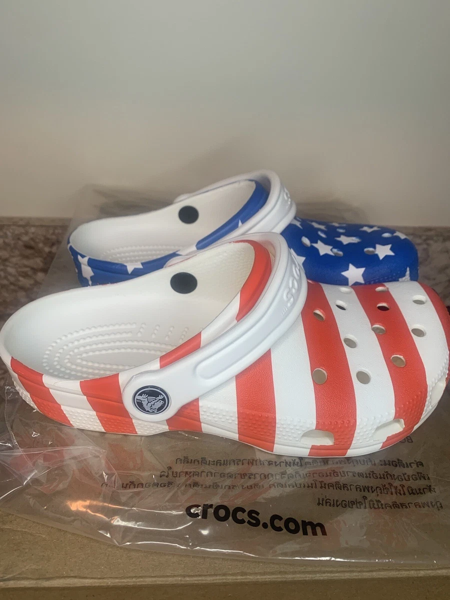Stars and sales stripes crocs