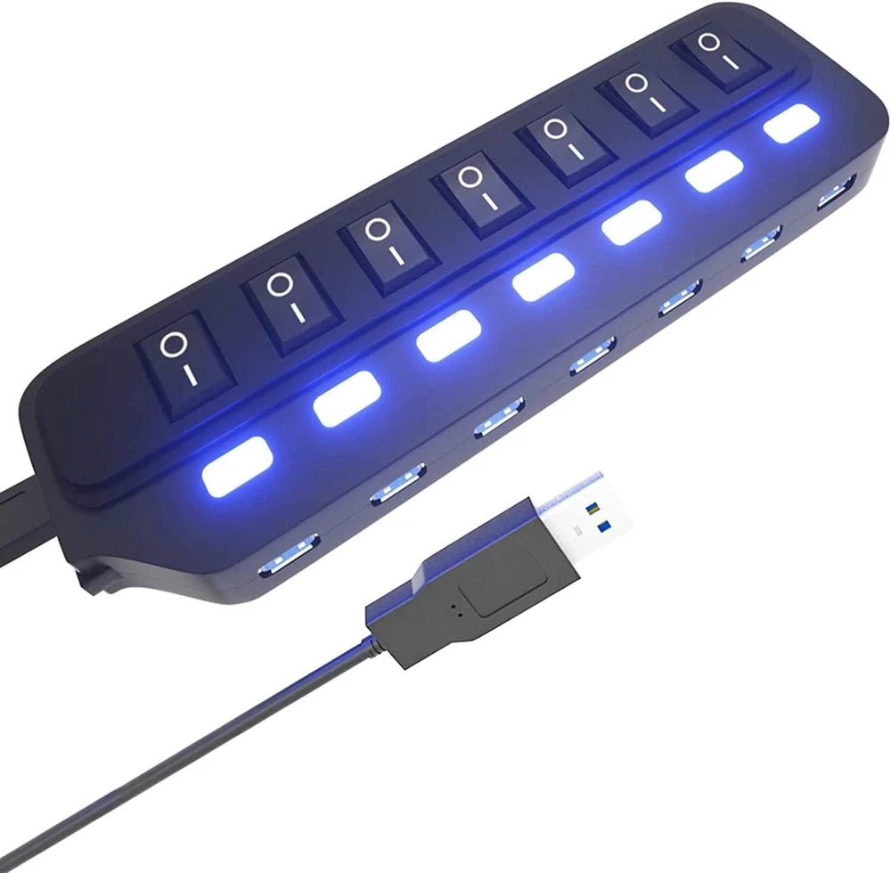 7-Port USB 3.0 Hub with On/Off Switches & 5Gbps Speed