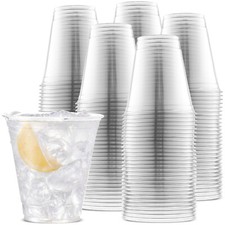 100 Pack 12 oz Clear Plastic Cups Disposable Party Tumblers for Cold Drinks