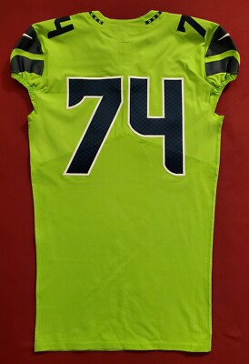 Seattle Seahawks Blank #74 Team-Issued Color Rush Jersey with COA