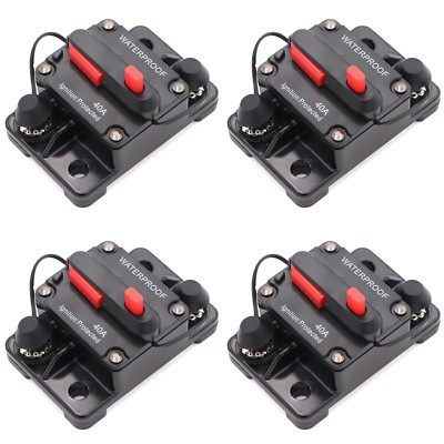 4 PACK 40 Amp Waterproof Circuit Breaker Auto/Marine/Solar 12-48DC Manual Reset